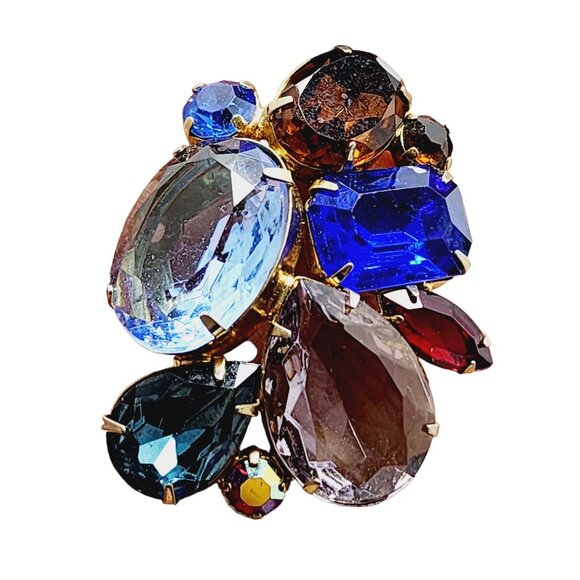 Vintage Unsigned Glass Fruit Salad Brooch (A1682) - Picture 2 of 4